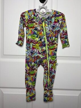 SSR Luxe Stitch Tropical Convertible Zippy Pajamas 3-6M Defect